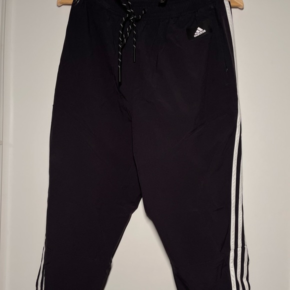 ADIDAS ORIGINALS WOMEN’S CLASSICS HIGH-SHINE STRAIGHT-LEG TRACK PANTS /BLACK (S) - Picture 2 of 3